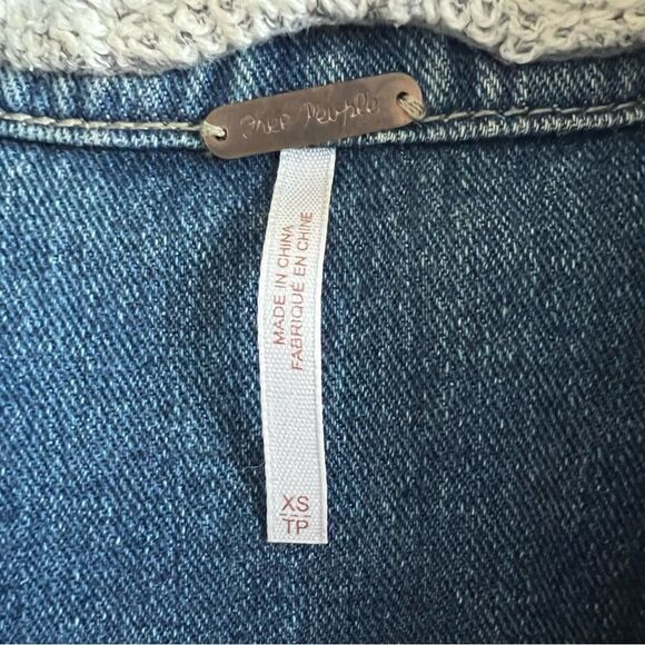 Free People Hooded Denim Distressed Jacket with Removable Hood - Picture 5 of 11